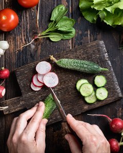 Chopping vegetables